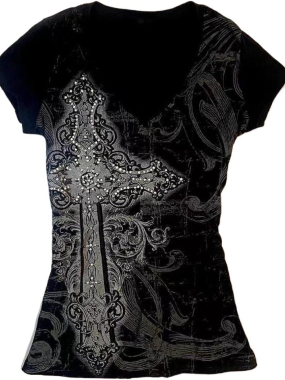 Vintage Y2K Graphic Tee - Grunge Emo Shirt for Teen Girls, Goth Short Sleeve Top